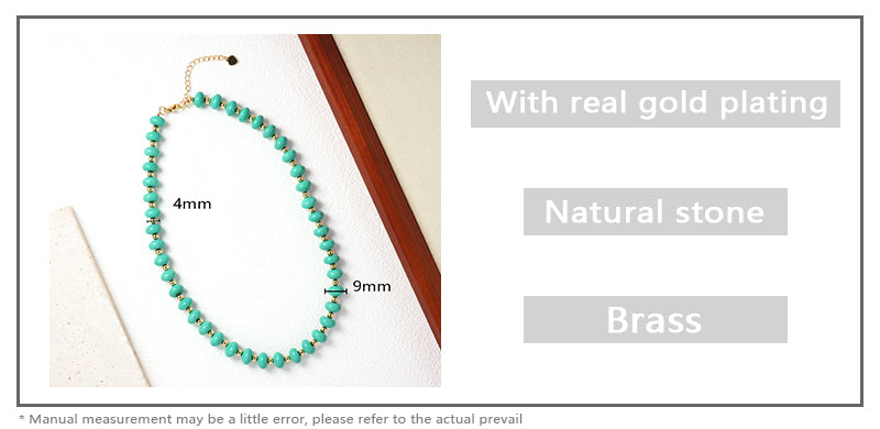 Hot Selling OEM China Factory Wholesale Fashion Gift Handmade Custom Gold Plated Blue Natural Stone Beads Necklace For Women