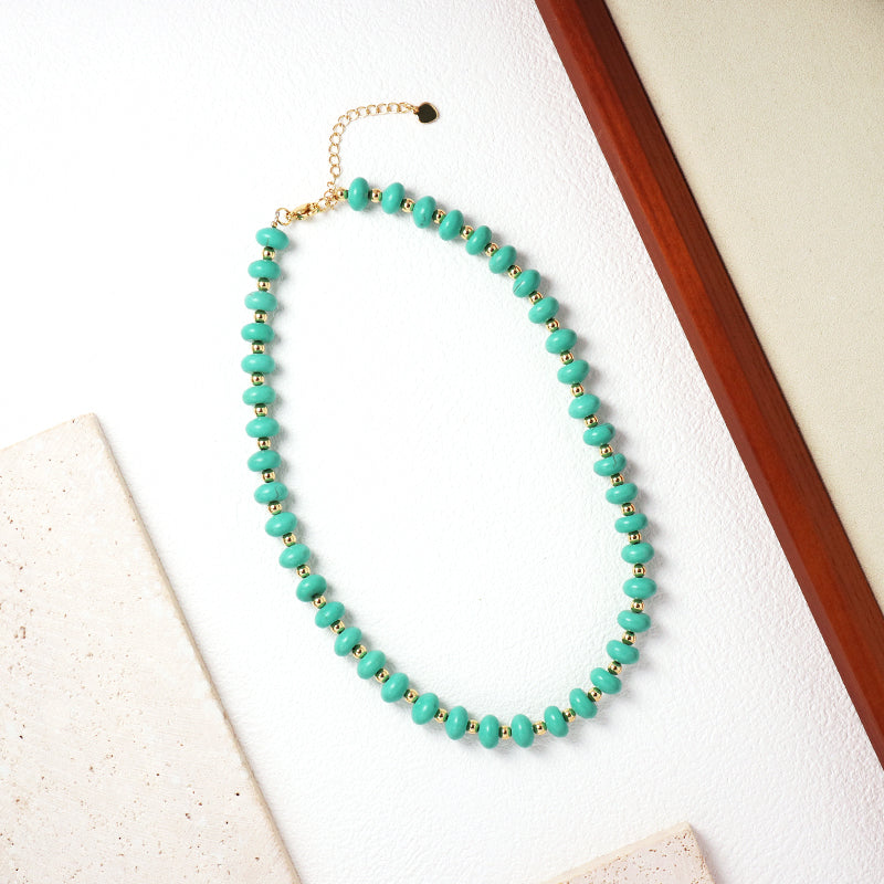Hot Selling OEM China Factory Wholesale Fashion Gift Handmade Custom Gold Plated Blue Natural Stone Beads Necklace For Women