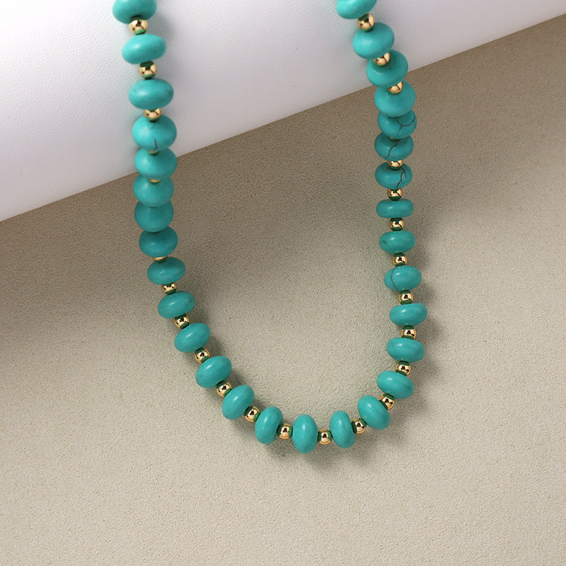 Hot Selling OEM China Factory Wholesale Fashion Gift Handmade Custom Gold Plated Blue Natural Stone Beads Necklace For Women
