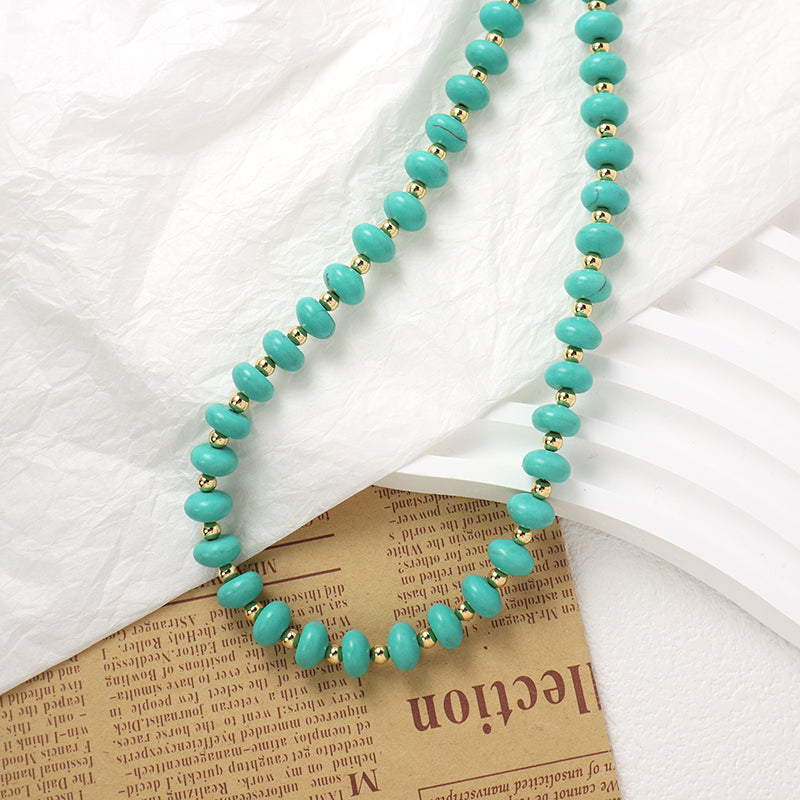 Hot Selling OEM China Factory Wholesale Fashion Gift Handmade Custom Gold Plated Blue Natural Stone Beads Necklace For Women