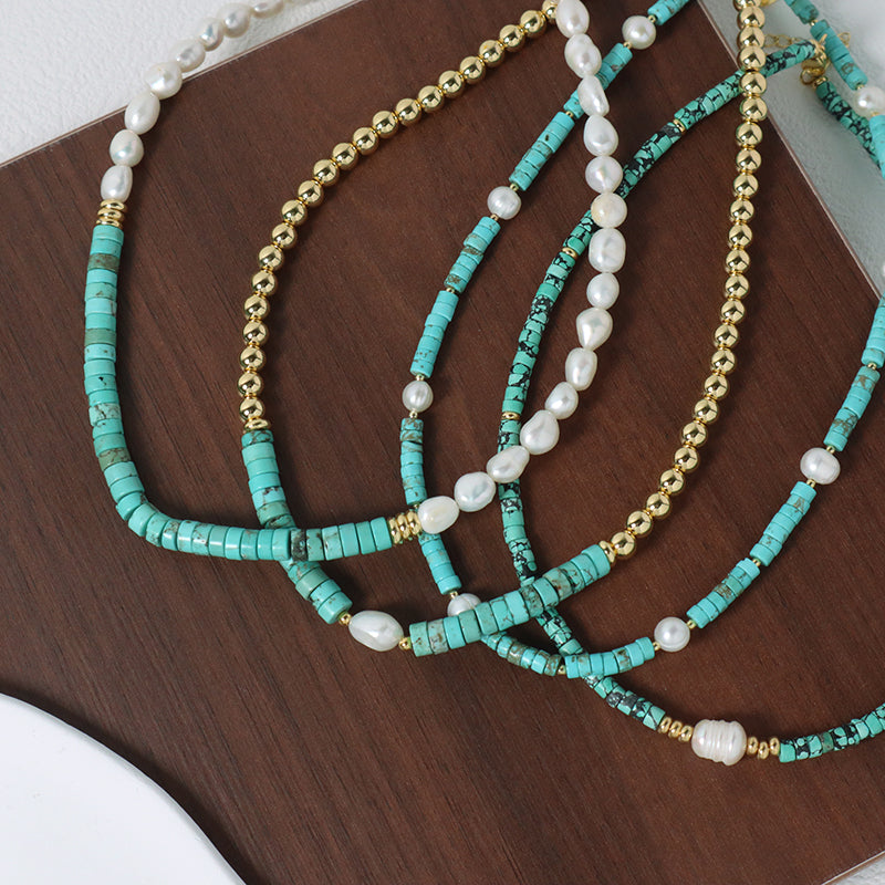Newest Custom Fashionable OEM Wholesale Handmade Gold Plated Fresh Water Pearl Pendant Natural Stone Beads Necklace For Women