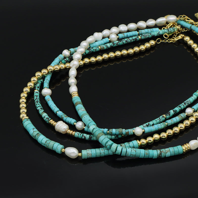 Newest Custom Fashionable OEM Wholesale Handmade Gold Plated Fresh Water Pearl Pendant Natural Stone Beads Necklace For Women