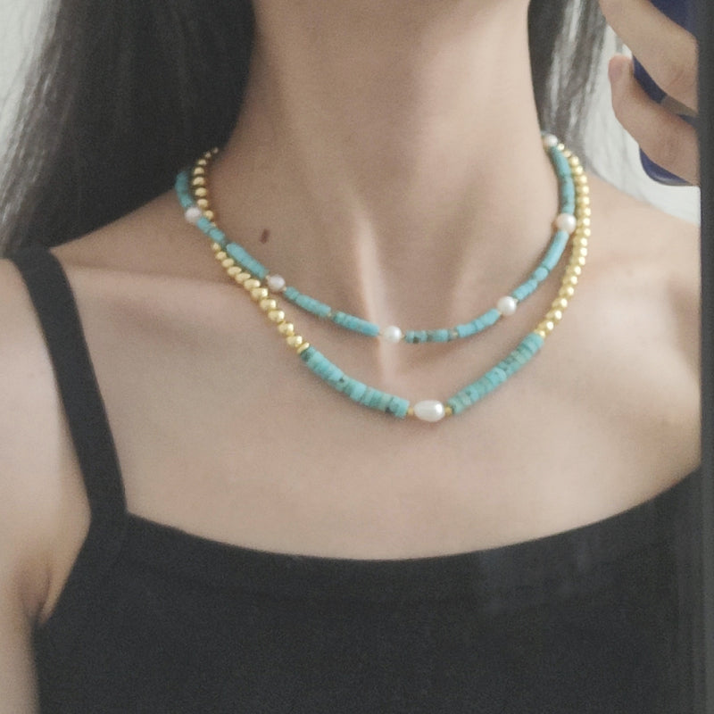Newest Custom Fashionable OEM Wholesale Handmade Gold Plated Fresh Water Pearl Pendant Natural Stone Beads Necklace For Women