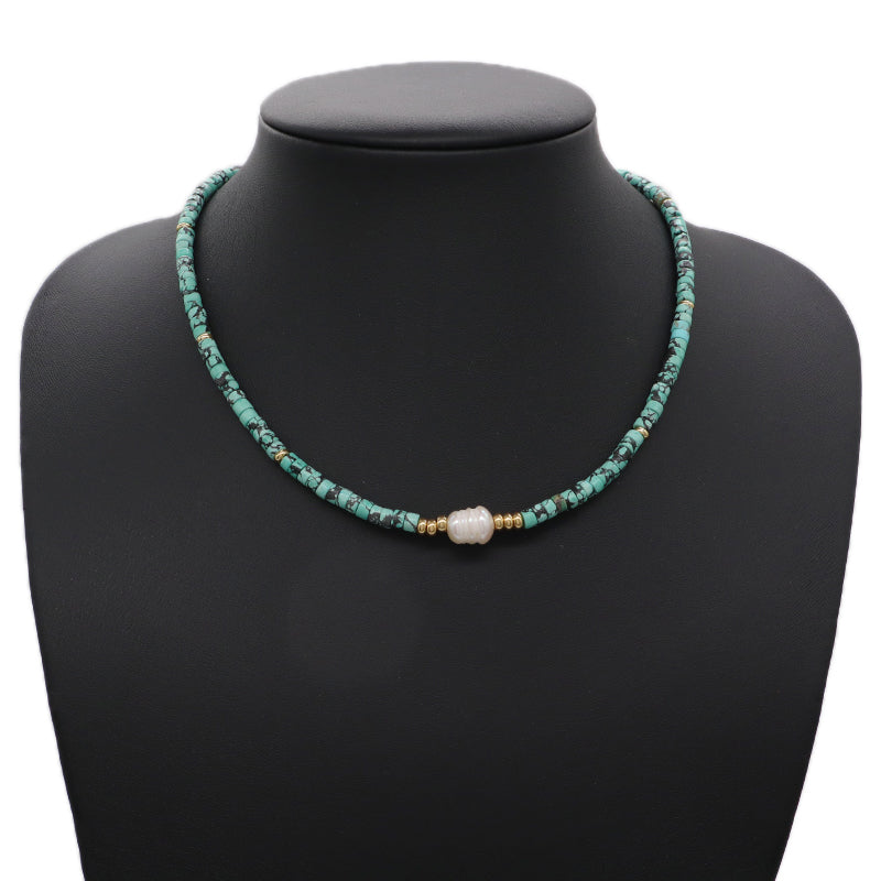 Newest Custom Fashionable OEM Wholesale Handmade Gold Plated Fresh Water Pearl Pendant Natural Stone Beads Necklace For Women