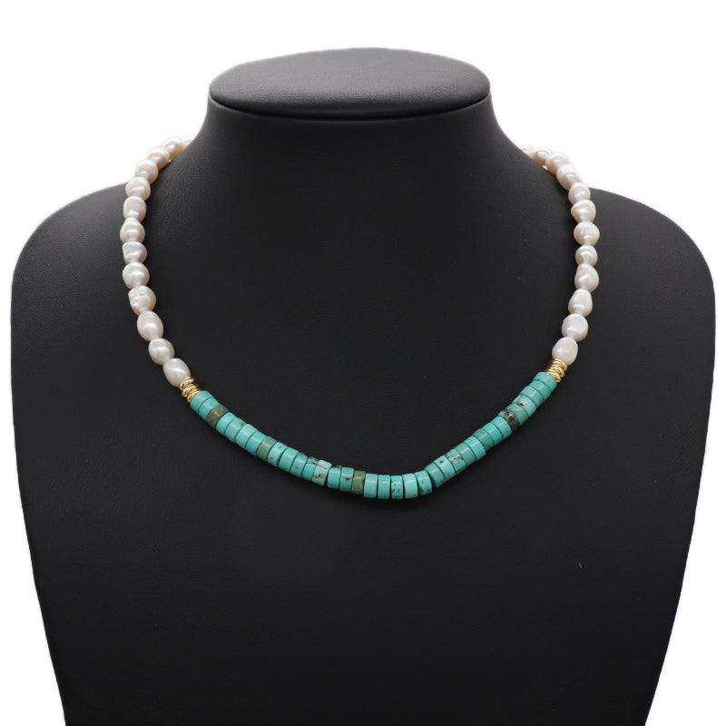 Newest Custom Fashionable OEM Wholesale Handmade Gold Plated Fresh Water Pearl Pendant Natural Stone Beads Necklace For Women