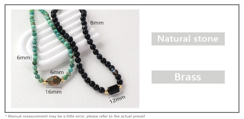 OEM China Factory Custom Wholesale Fashion Handmade 6mm 8mm Gold Plated Black Green Natural Stone Beads Necklace For Women Men