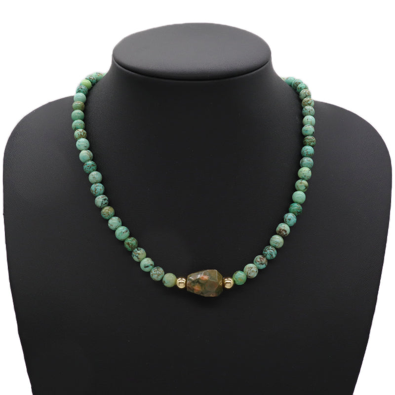 OEM China Factory Custom Wholesale Fashion Handmade 6mm 8mm Gold Plated Black Green Natural Stone Beads Necklace For Women Men