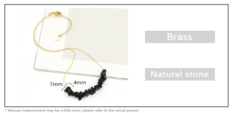 Manufacture Factory Brass Chain Necklace Jewelry Women Gold plated Black Agate Gallet Natural Stone necklace