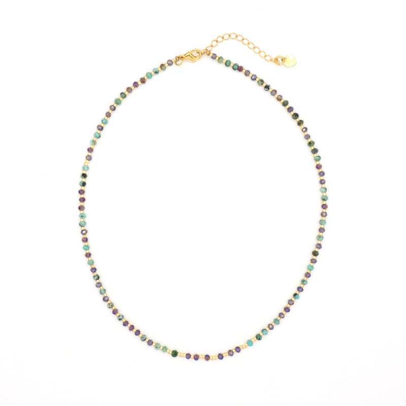 OEM Manufacture Factory Wholesale Handmade Custom Gold Plated Glass Crystal Natural Stone Africa Turquoise Beads Miyuki Necklace