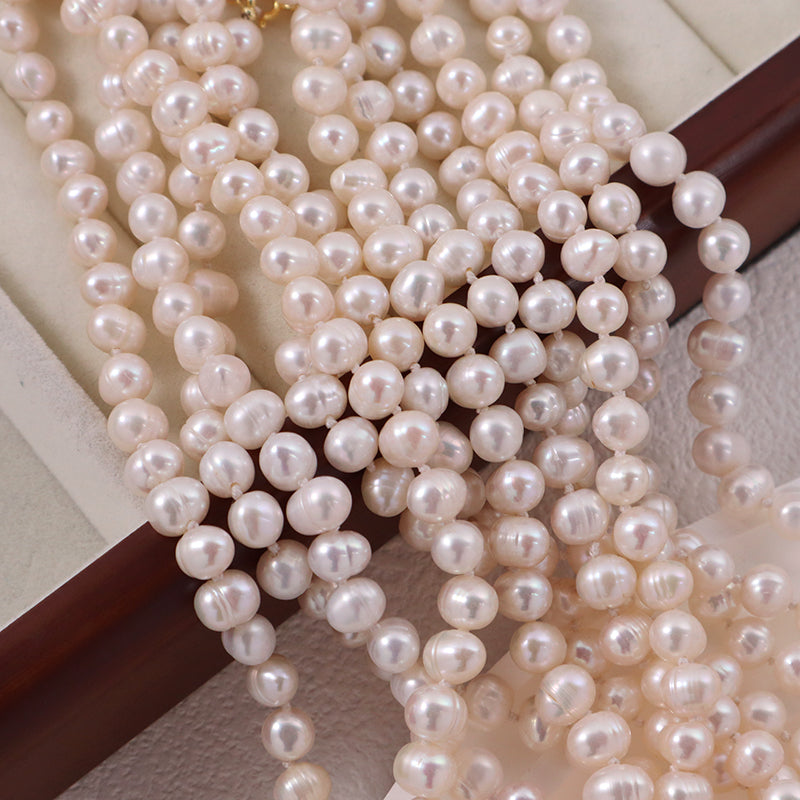 Customized Wholesale OEM Factory Handmade Women Gift Gold Plated 925 Sterling Silver 7-8mm Natural Freshwater Pearl Necklace