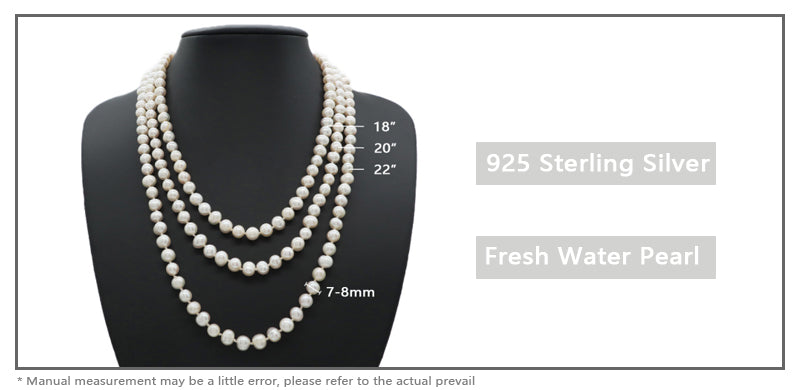 Customized Wholesale OEM Factory Handmade Women Gift Gold Plated 925 Sterling Silver 7-8mm Natural Freshwater Pearl Necklace