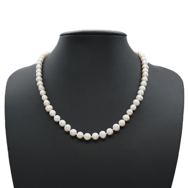 Customized Wholesale OEM Factory Handmade Women Gift Gold Plated 925 Sterling Silver 7-8mm Natural Freshwater Pearl Necklace