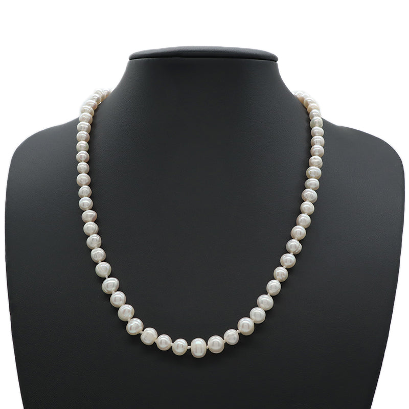 Customized Wholesale OEM Factory Handmade Women Gift Gold Plated 925 Sterling Silver 7-8mm Natural Freshwater Pearl Necklace