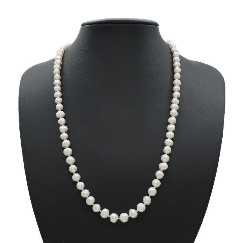 Customized OEM Handmade Gold Plated 925 Sterling Silver 7-8mm Natural Freshwater Pearl Necklace