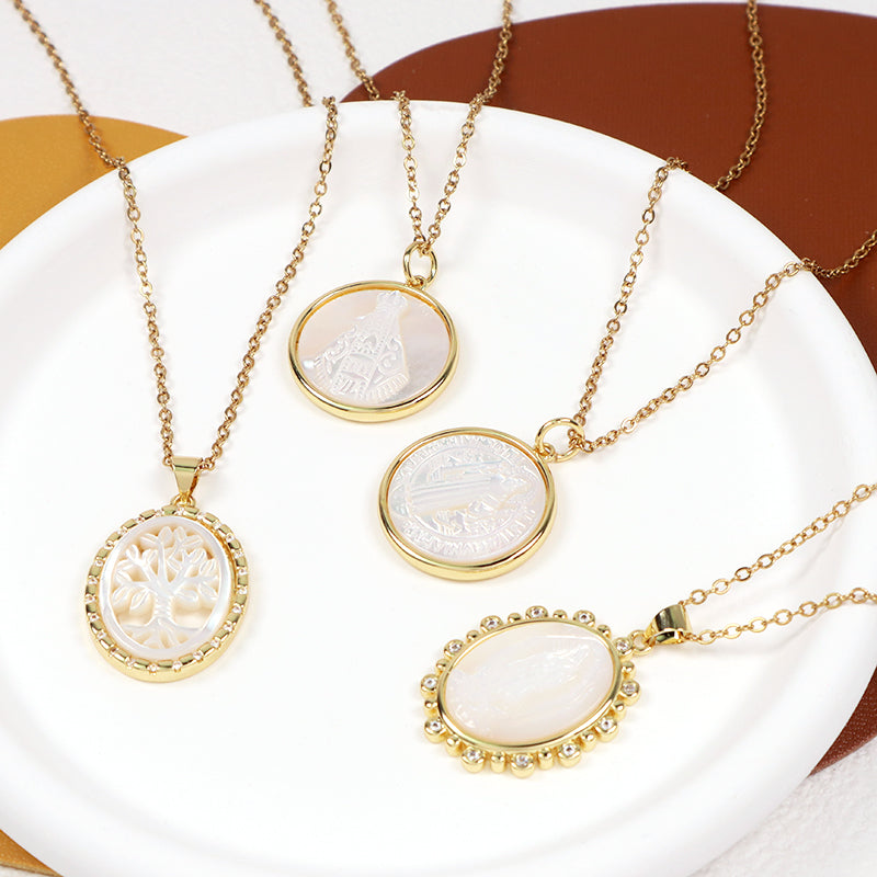 Factory New Fashion Factory Newest Custom Wholesale Fashion Shell Pendant Gold Plated Chain Jewelry Brass Chain necklace
