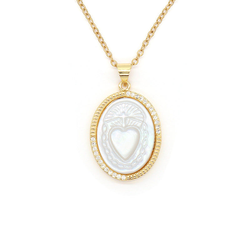 Factory New Fashion Factory Newest Custom Wholesale Fashion Shell Pendant Gold Plated Chain Jewelry Brass Chain necklace