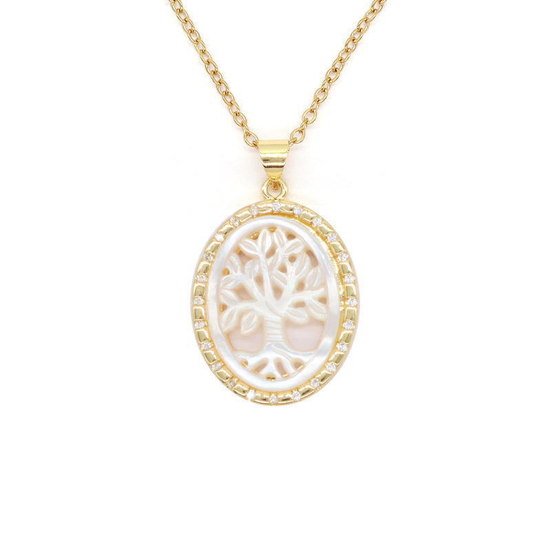 Factory New Fashion Factory Newest Custom Wholesale Fashion Shell Pendant Gold Plated Chain Jewelry Brass Chain necklace