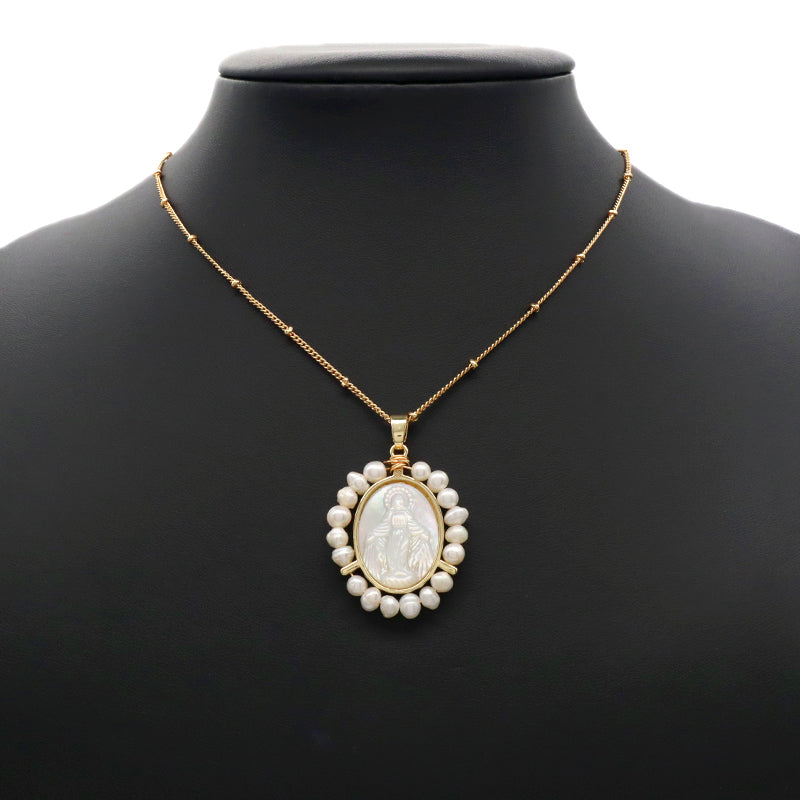 Manufacture Customized Wholesale Handmade OEM Factory Gold Plated Natural Stone Beads Shell Pendant Necklace For Women Gift