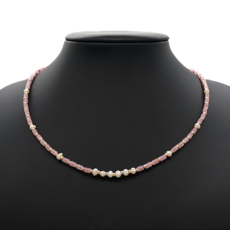 Custom Wholesale Adjustable Handmade Natural Stone Necklace Fresh Water Pearl Necklace