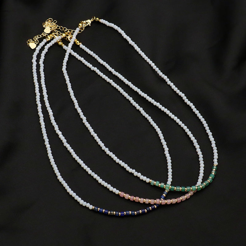 OEM Wholesale China Factory Customized Handmade Manufacture Gold Plated Natural Stone Beads Glass Crystal Beads Necklace