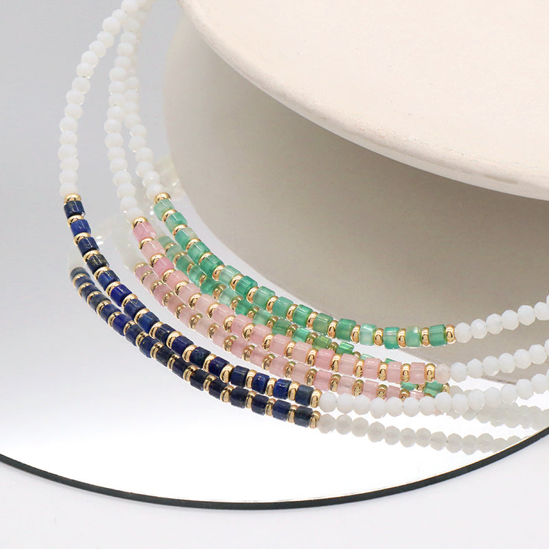 OEM Wholesale China Factory Customized Handmade Manufacture Gold Plated Natural Stone Beads Glass Crystal Beads Necklace