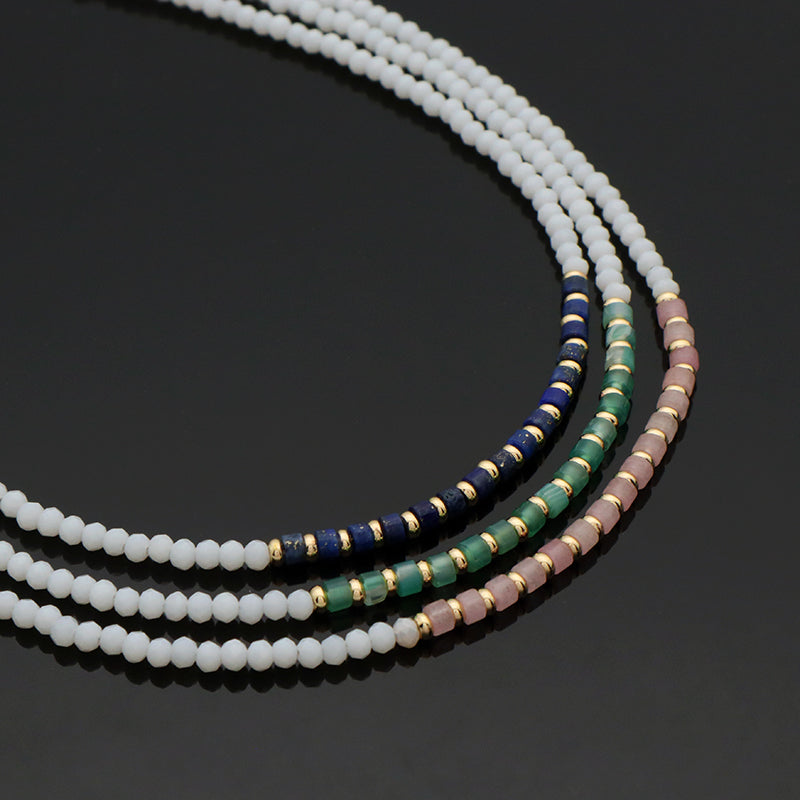 OEM Wholesale China Factory Customized Handmade Manufacture Gold Plated Natural Stone Beads Glass Crystal Beads Necklace