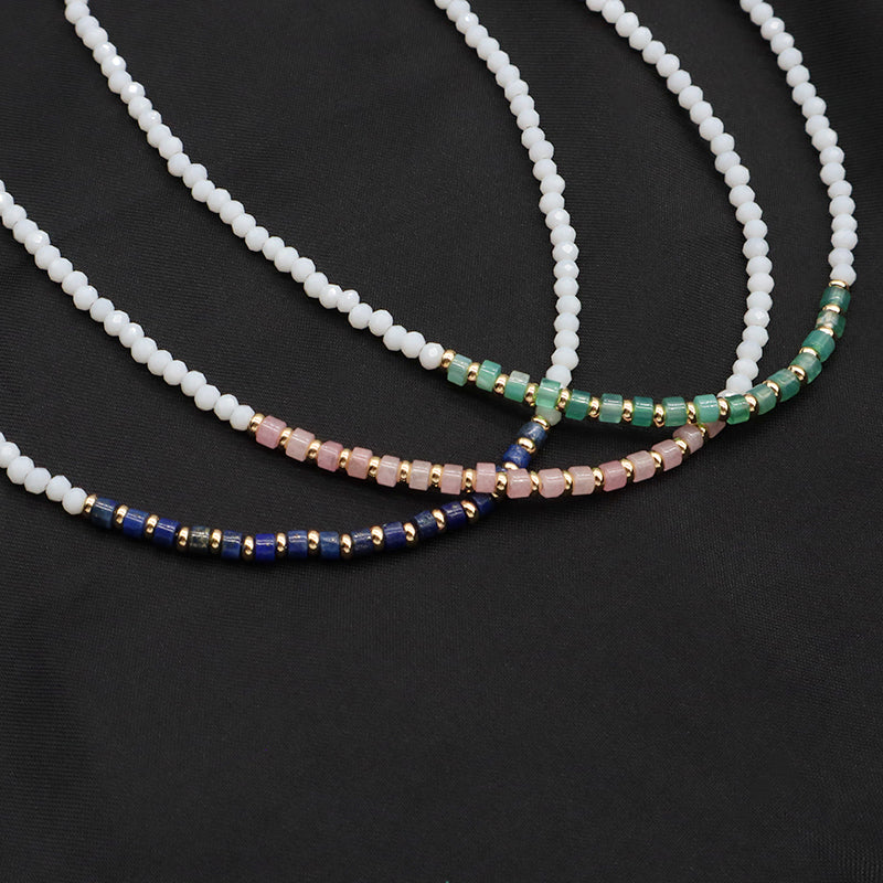 OEM Wholesale China Factory Customized Handmade Manufacture Gold Plated Natural Stone Beads Glass Crystal Beads Necklace