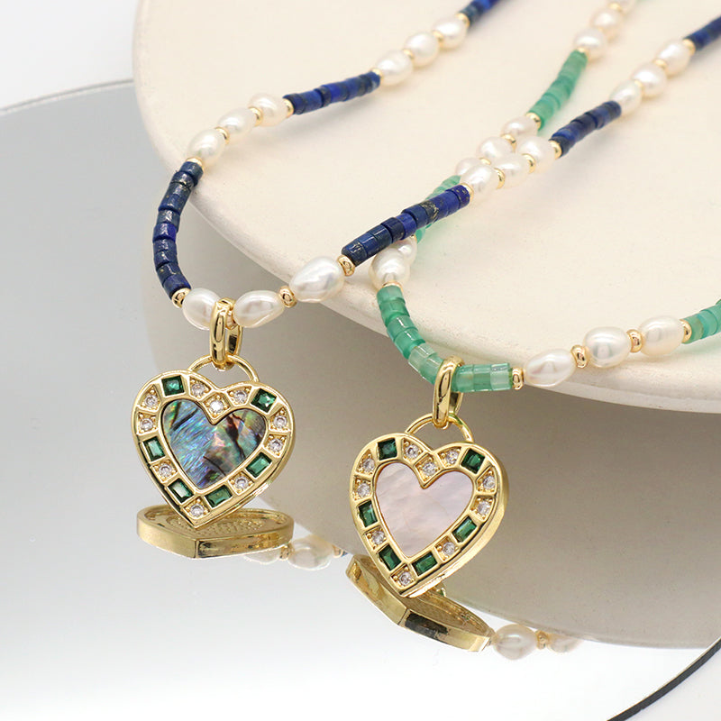 OEM Factory Wholesale Customized Handmade China Factory Women Gold Plated Shell Pendant Fresh Water Pearl Natural Stone Necklace