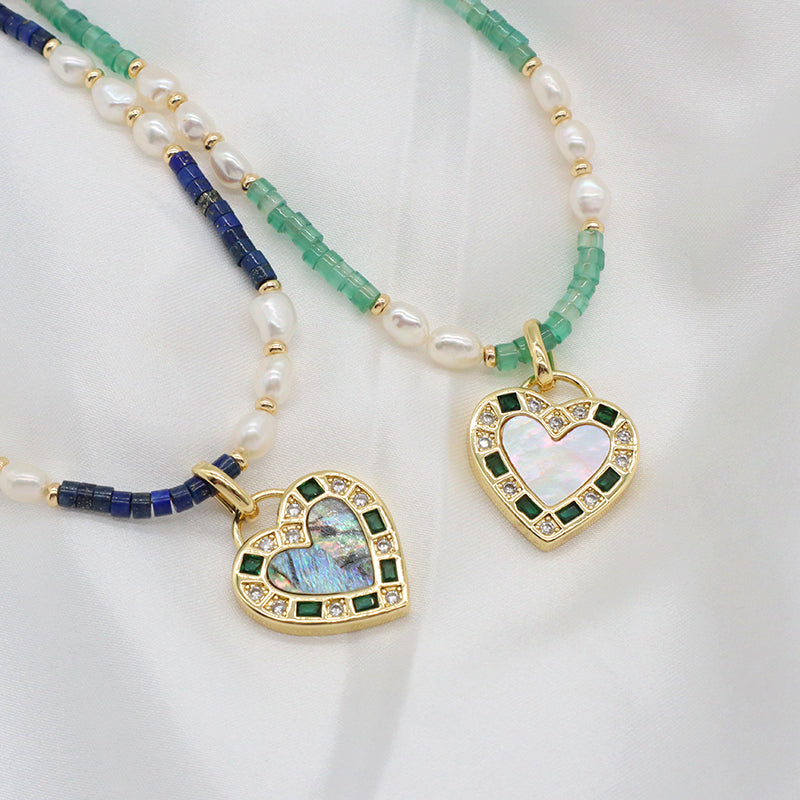 OEM Factory Wholesale Customized Handmade China Factory Women Gold Plated Shell Pendant Fresh Water Pearl Natural Stone Necklace