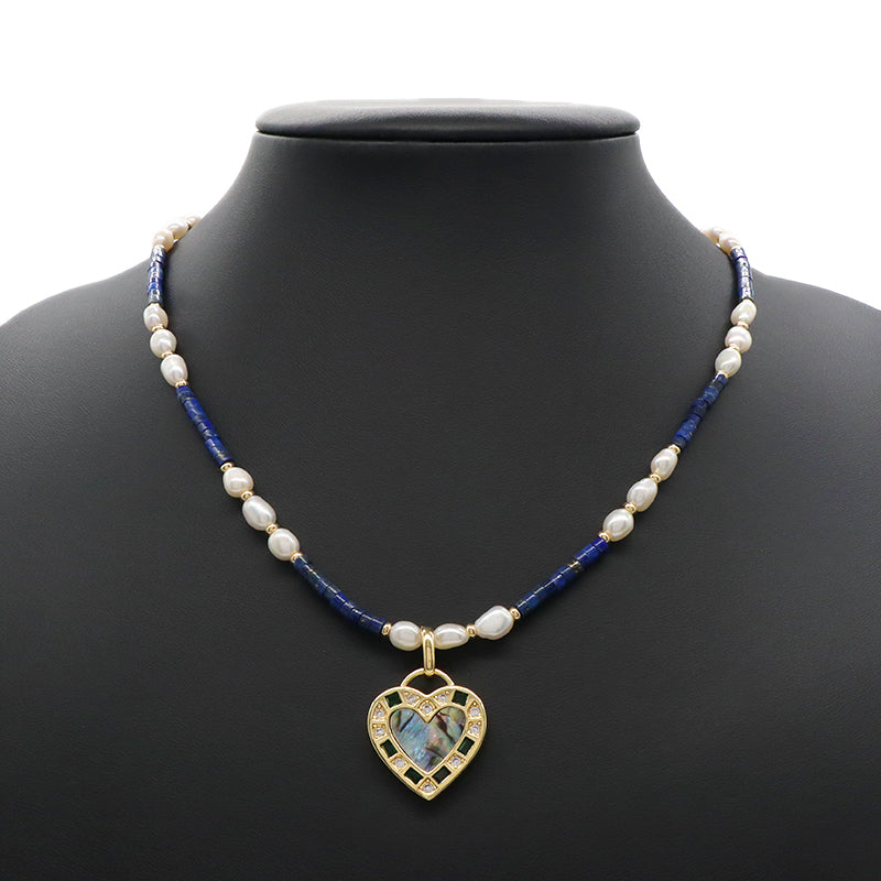 OEM Customized Handmade Gold Plated Shell Pendant Fresh Water Pearl Natural Stone Necklace