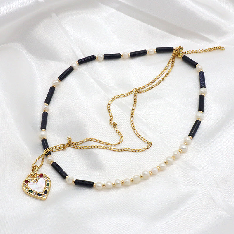 Custom Wholesale Handmade Trendy Manufacture Gold Plated Fresh Water Pearl Natural Stone Beads Necklace