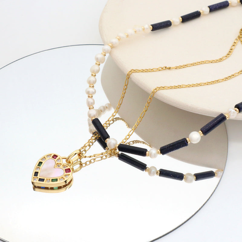 Custom Wholesale Handmade Trendy Manufacture Gold Plated Fresh Water Pearl Natural Stone Beads Necklace