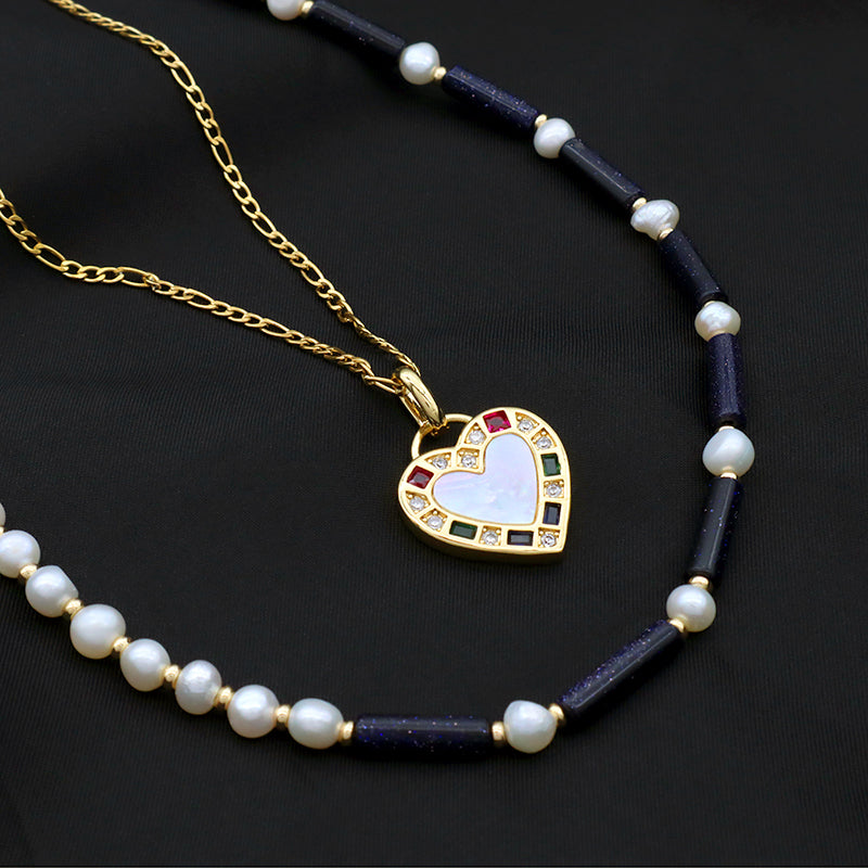 Custom Wholesale Handmade Trendy Manufacture Gold Plated Fresh Water Pearl Natural Stone Beads Necklace