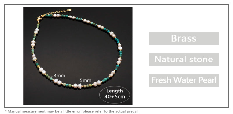 Custom Adjustable Handmade Natural Stone Necklace Fresh Water Pearl Necklace