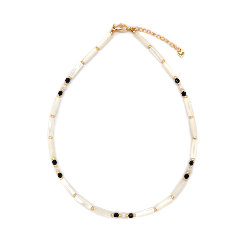 Handmade Natural Stone Necklace Fresh Water Pearl Adjustable Necklace