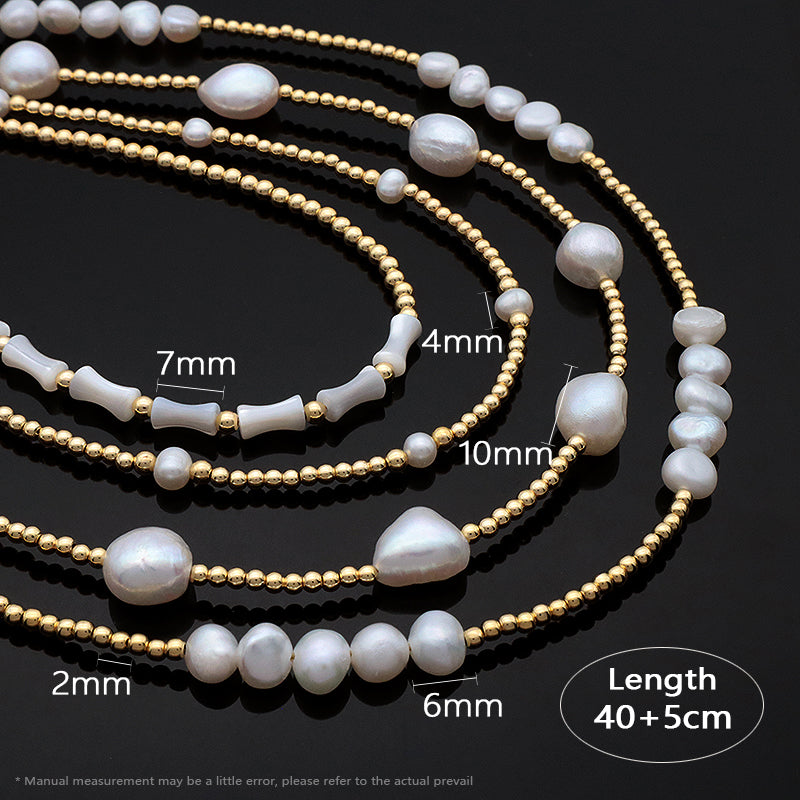 Fashionable Women Manufacture Factory Custom Jewelry Gold plated Brass Beads Necklace With Fresh Water Pearl Necklace For Women