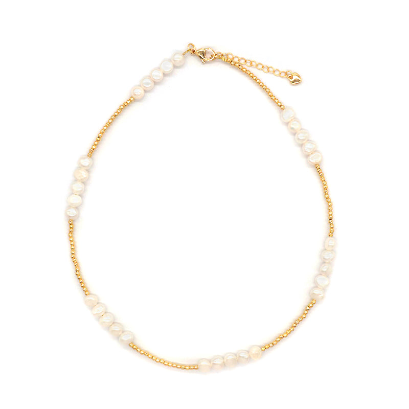 Fashionable Women Manufacture Factory Custom Jewelry Gold plated Brass Beads Necklace With Fresh Water Pearl Necklace For Women