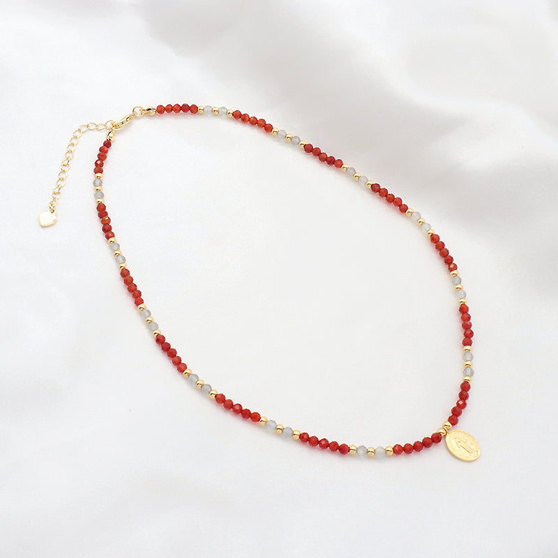 Customized OEM Factory Women Handmade Adjustable Handmade Gold Plated 925 Sterling Silver Natural Stone Bead Pendant Necklace