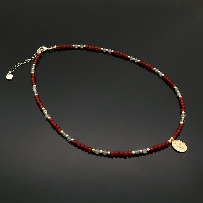 Customized OEM Factory Women Handmade Adjustable Handmade Gold Plated 925 Sterling Silver Natural Stone Bead Pendant Necklace