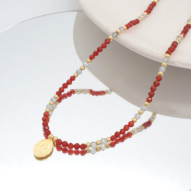Customized OEM Factory Women Handmade Adjustable Handmade Gold Plated 925 Sterling Silver Natural Stone Bead Pendant Necklace