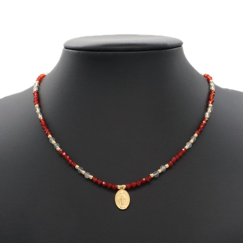Customized OEM Factory Women Handmade Adjustable Handmade Gold Plated 925 Sterling Silver Natural Stone Bead Pendant Necklace