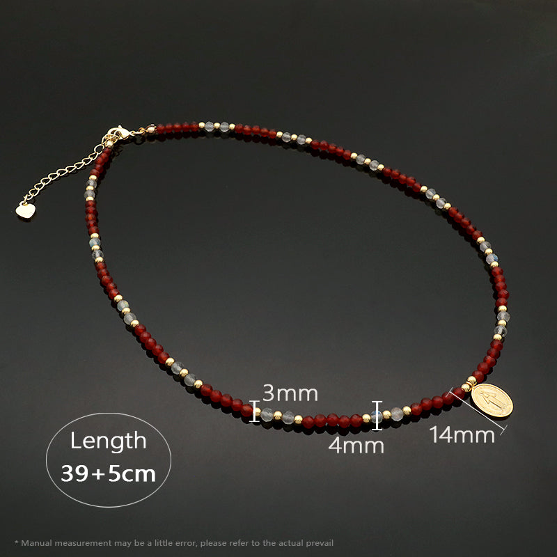 Customized OEM Factory Women Handmade Adjustable Handmade Gold Plated 925 Sterling Silver Natural Stone Bead Pendant Necklace
