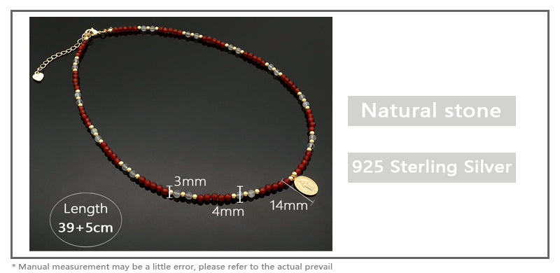 Customized OEM Factory Women Handmade Adjustable Handmade Gold Plated 925 Sterling Silver Natural Stone Bead Pendant Necklace