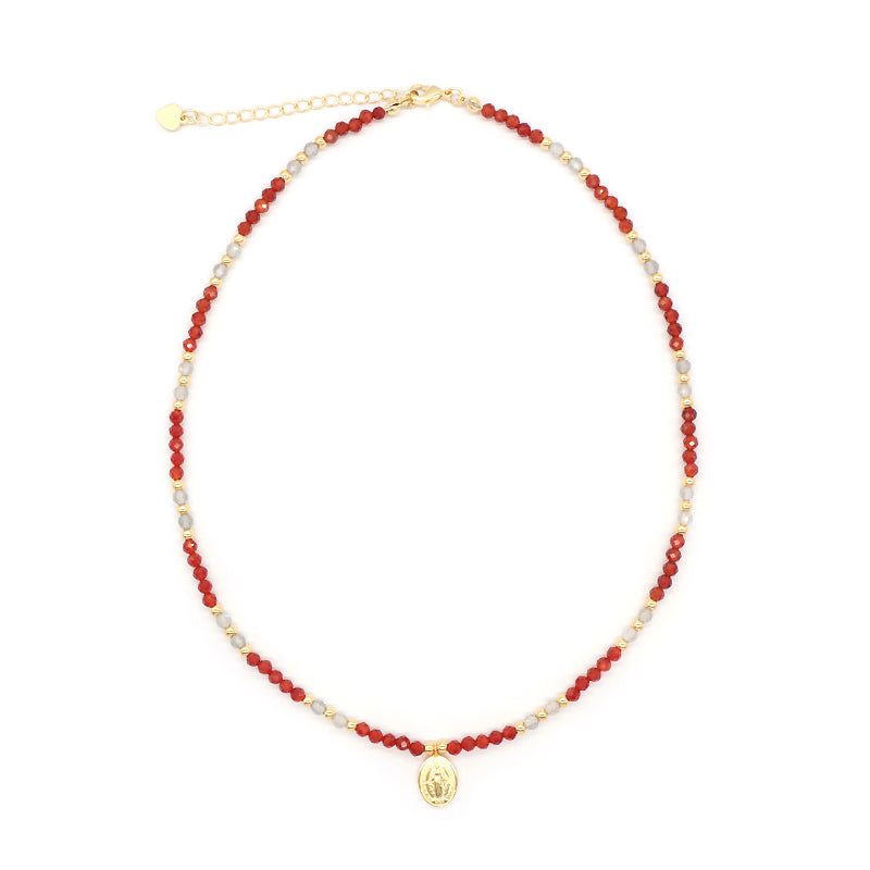 Customized OEM Factory Women Handmade Adjustable Handmade Gold Plated 925 Sterling Silver Natural Stone Bead Pendant Necklace