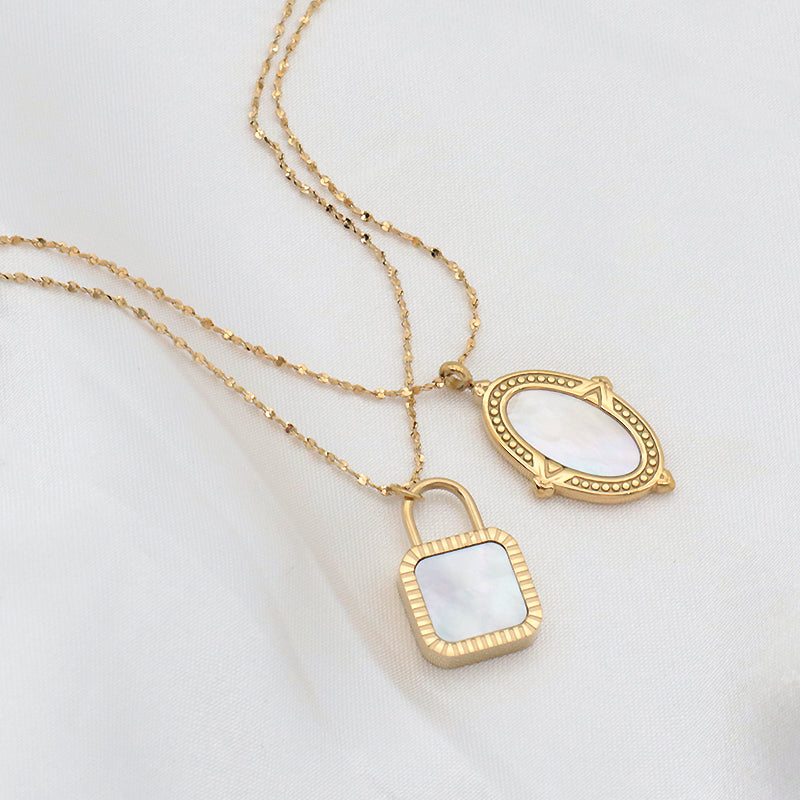 Customized Wholesale Factory Newest Design Fashion Gold Plated Chain Stainless Steel Chain Jewelry Shell Pendant Necklace