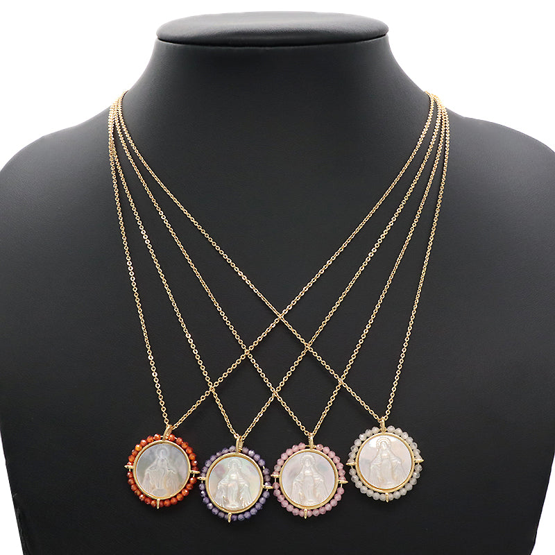 Customized Wholesale Fashion Design Gold Plated Chain Brass Chain Jewelry Natural Stone Beads Shell Pendant Necklace