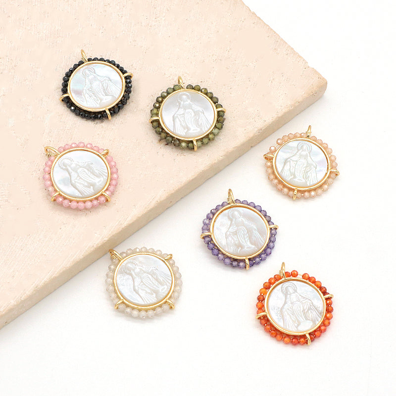 Customized Wholesale Fashion Design Gold Plated Chain Brass Chain Jewelry Natural Stone Beads Shell Pendant Necklace