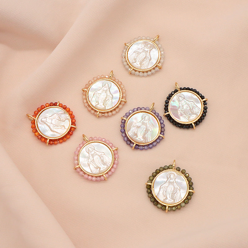 Customized Wholesale Fashion Design Gold Plated Chain Brass Chain Jewelry Natural Stone Beads Shell Pendant Necklace