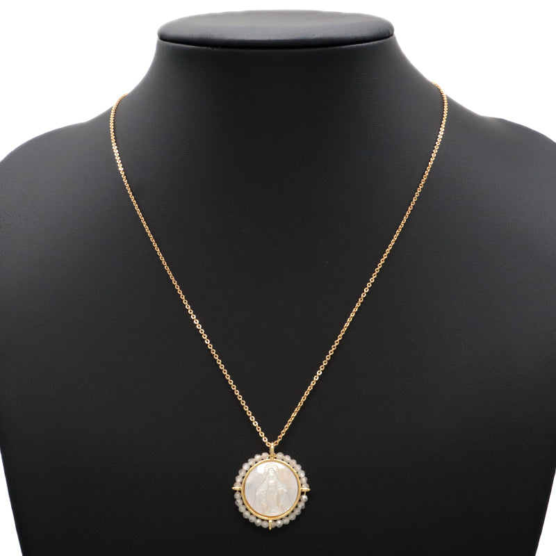 Customized Wholesale Fashion Design Gold Plated Chain Brass Chain Jewelry Natural Stone Beads Shell Pendant Necklace