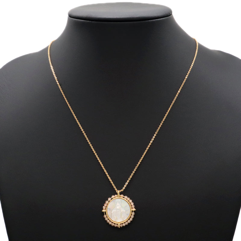 Customized Wholesale Fashion Design Gold Plated Chain Brass Chain Jewelry Natural Stone Beads Shell Pendant Necklace